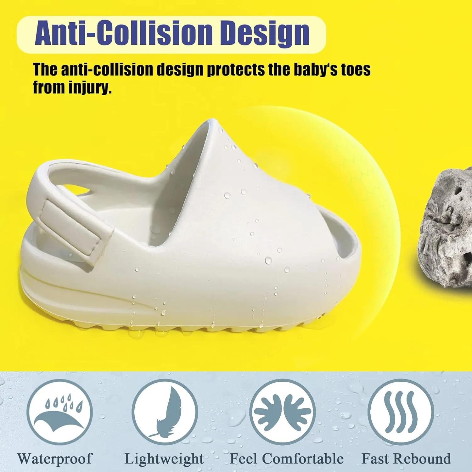Toddler Kids Slides Sandals Summer Slip-On Sandals Shower Beach Pool Anti-slip Slippers for Girls Boys White Water Shoes