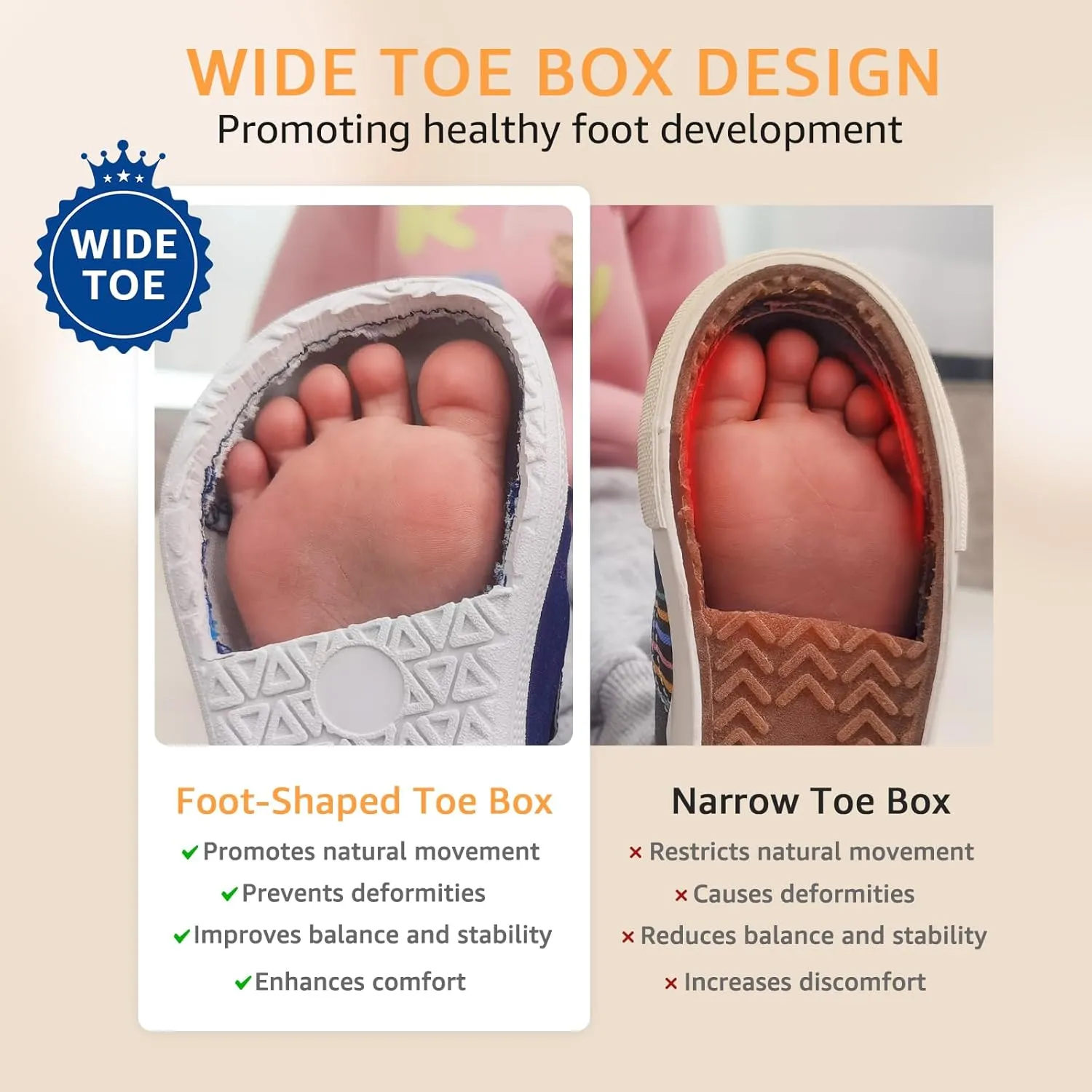 Toddler Wide Toe Box Shoes: Boys Barefoot Shoe Girl Sneakers Little Kids Tennis Non-Slip Zero Drop First Walking Breathable Running Athletic School Gym Sneaker