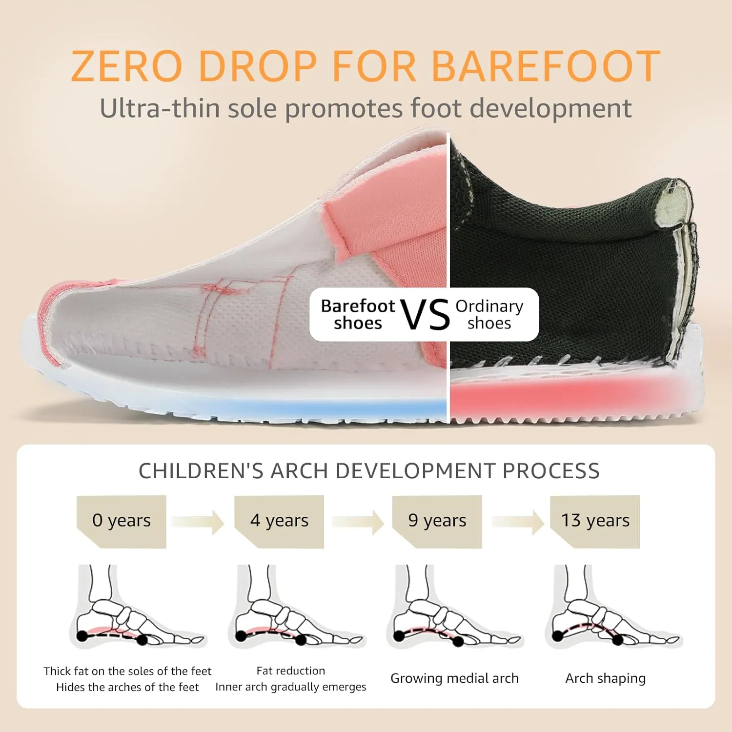 Toddler Wide Toe Box Shoes: Boys Barefoot Shoe Girl Sneakers Little Kids Tennis Non-Slip Zero Drop First Walking Breathable Running Athletic School Gym Sneaker