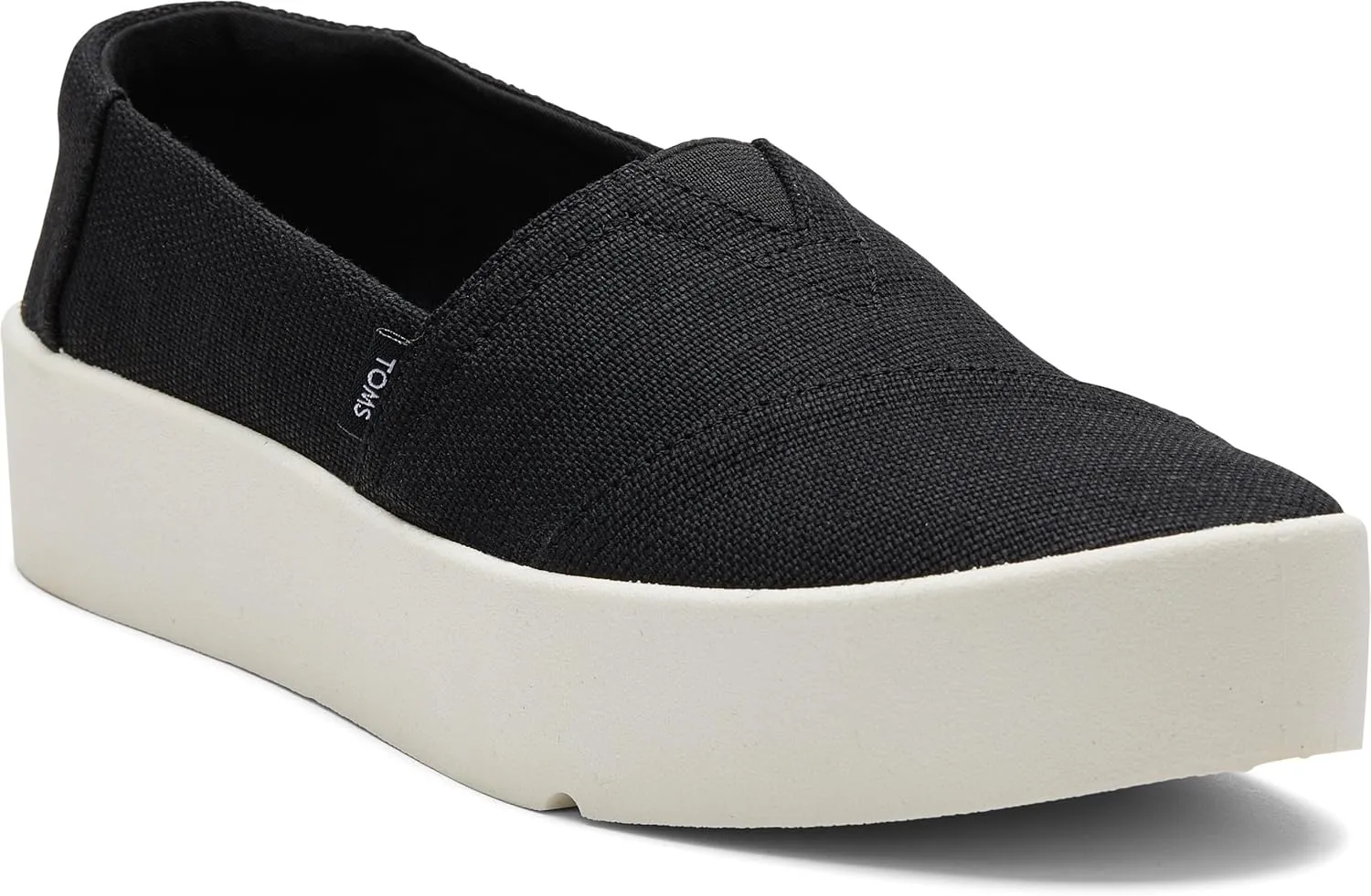 TOMS Womens Verona Heritage Canvas Platform Sneakers Shoes Casual - Black