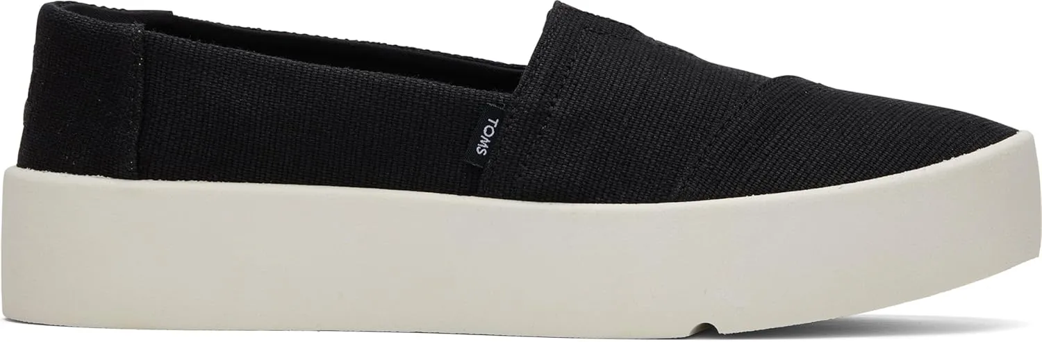 TOMS Womens Verona Heritage Canvas Platform Sneakers Shoes Casual - Black