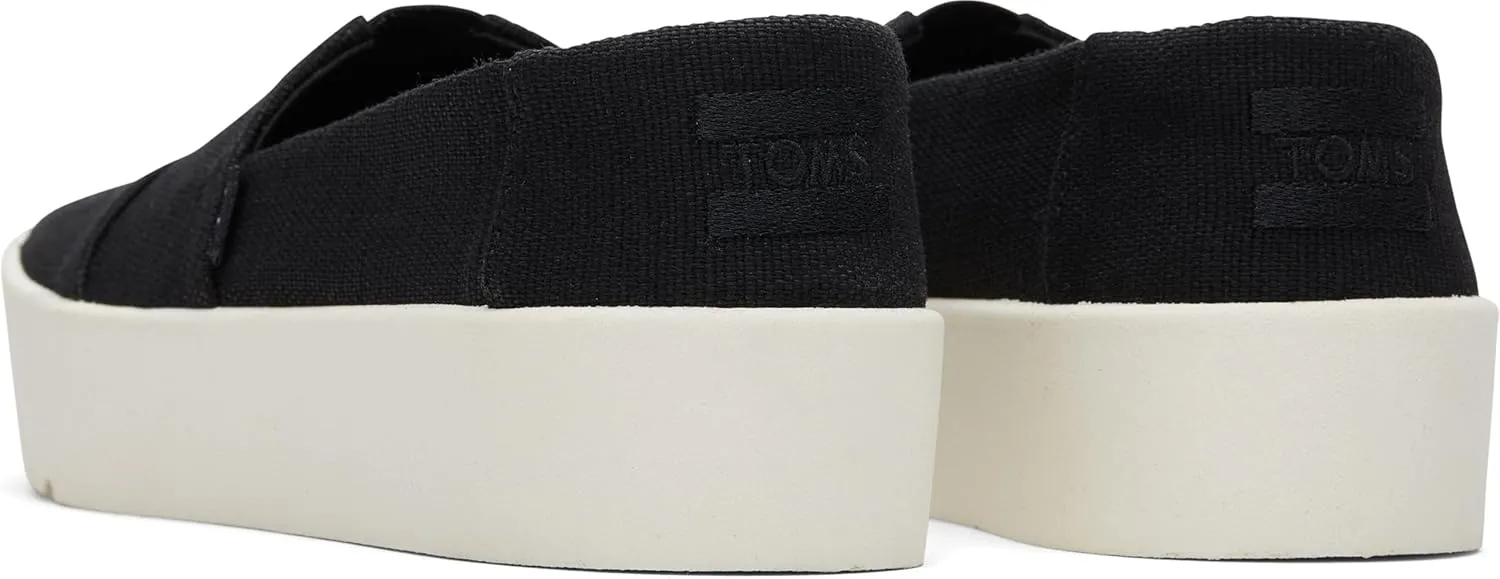 TOMS Womens Verona Heritage Canvas Platform Sneakers Shoes Casual - Black