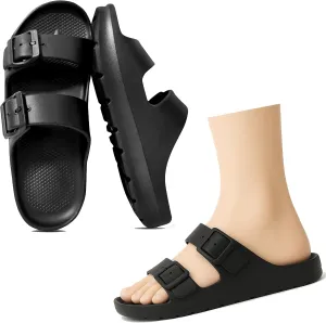Trailvia Comfortable Footbed Sandals for Men & Women – Adjustable Buckle & Arch Support, Waterproof Summer Slides for Outdoor, Beach & Everyday Adventures