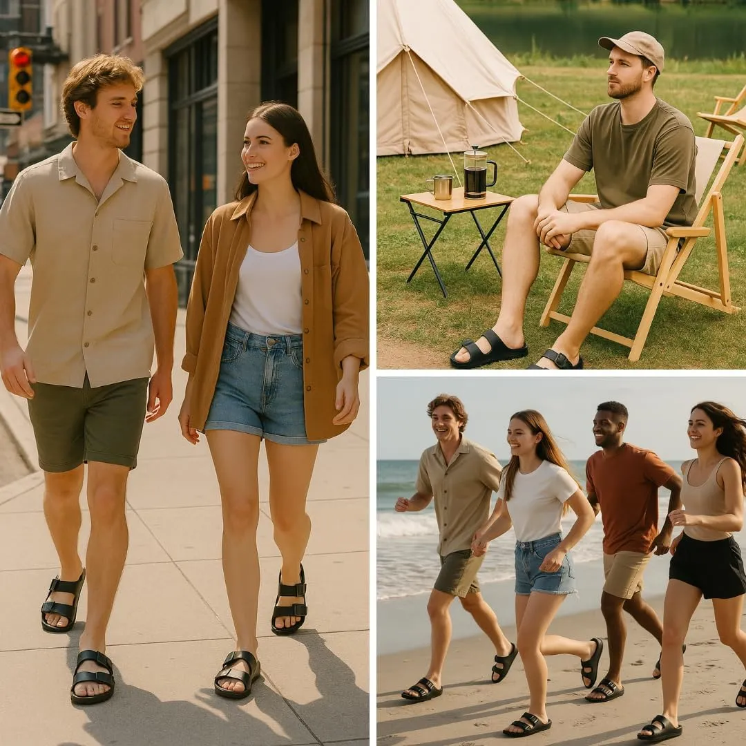 Trailvia Comfortable Footbed Sandals for Men & Women – Adjustable Buckle & Arch Support, Waterproof Summer Slides for Outdoor, Beach & Everyday Adventures
