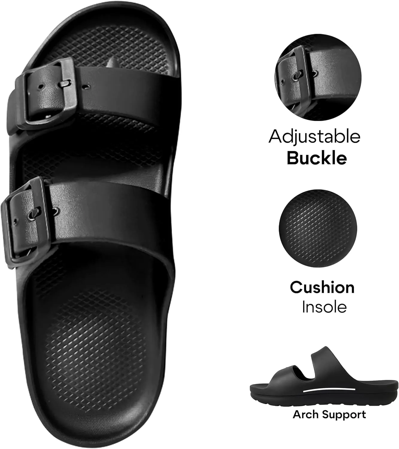 Trailvia Comfortable Footbed Sandals for Men & Women – Adjustable Buckle & Arch Support, Waterproof Summer Slides for Outdoor, Beach & Everyday Adventures