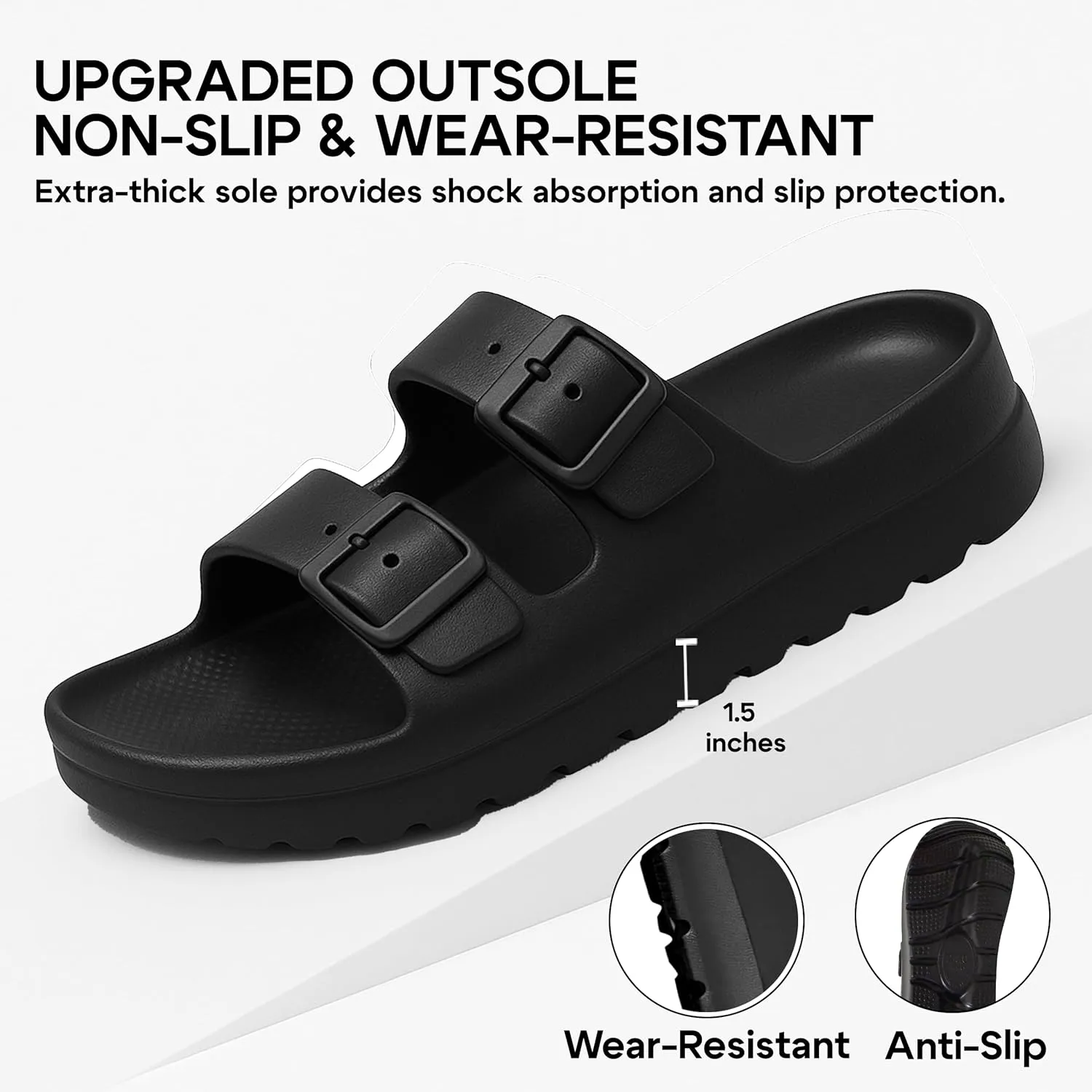 Trailvia Comfortable Footbed Sandals for Men & Women – Adjustable Buckle & Arch Support, Waterproof Summer Slides for Outdoor, Beach & Everyday Adventures