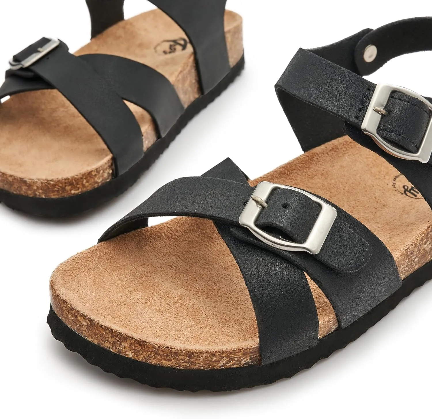Trary Girls Sandals Open Toe Casual Summer Shoes with Cork Footbed Comfortable Flat Sandals for Little Kids