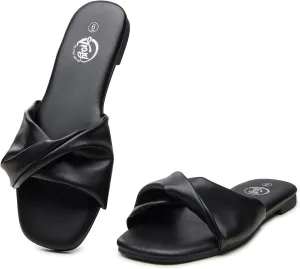 Trary Sandals Women,Leather Slides Women Comfortable Memory Foam Sandals for Women Footwear,Fashion Flat Summer Sandals for Women 2025