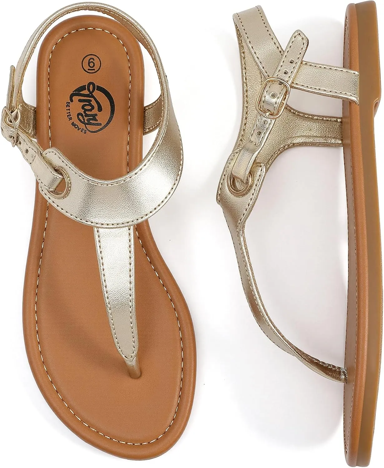 Trary Sandals Womens, Thong Sandals for Women with T-Strap, Adjustable Ankle Buckle for Women Sandals, Flat Sandals for Women Dressy, Cute Sandals for Women, Summer Sandals for Women 2023