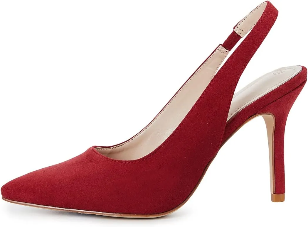 Trish Lucia Womens Slingback Pointed Toe Stiletto Pumps Slip-on High Heels Office Lady Sandals Party Prom Dress Shoes