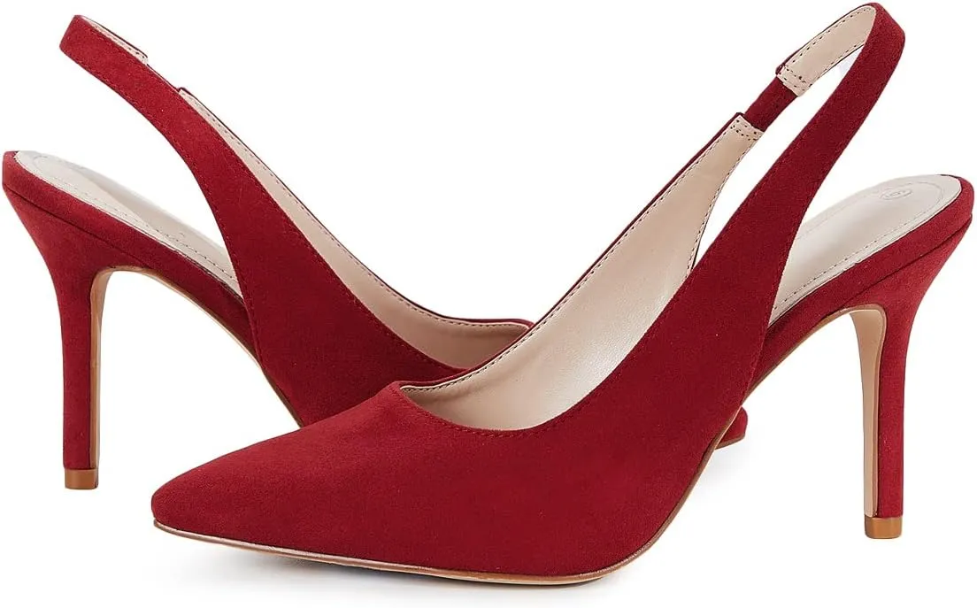 Trish Lucia Womens Slingback Pointed Toe Stiletto Pumps Slip-on High Heels Office Lady Sandals Party Prom Dress Shoes