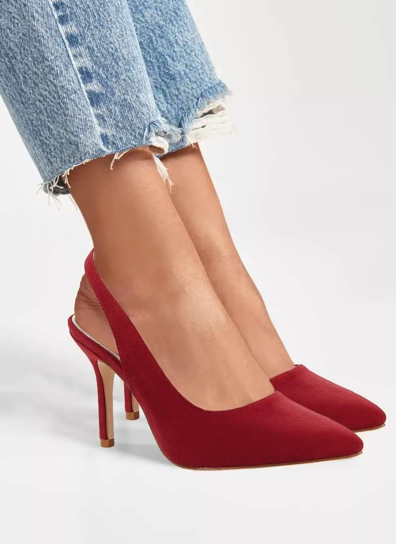 Trish Lucia Womens Slingback Pointed Toe Stiletto Pumps Slip-on High Heels Office Lady Sandals Party Prom Dress Shoes
