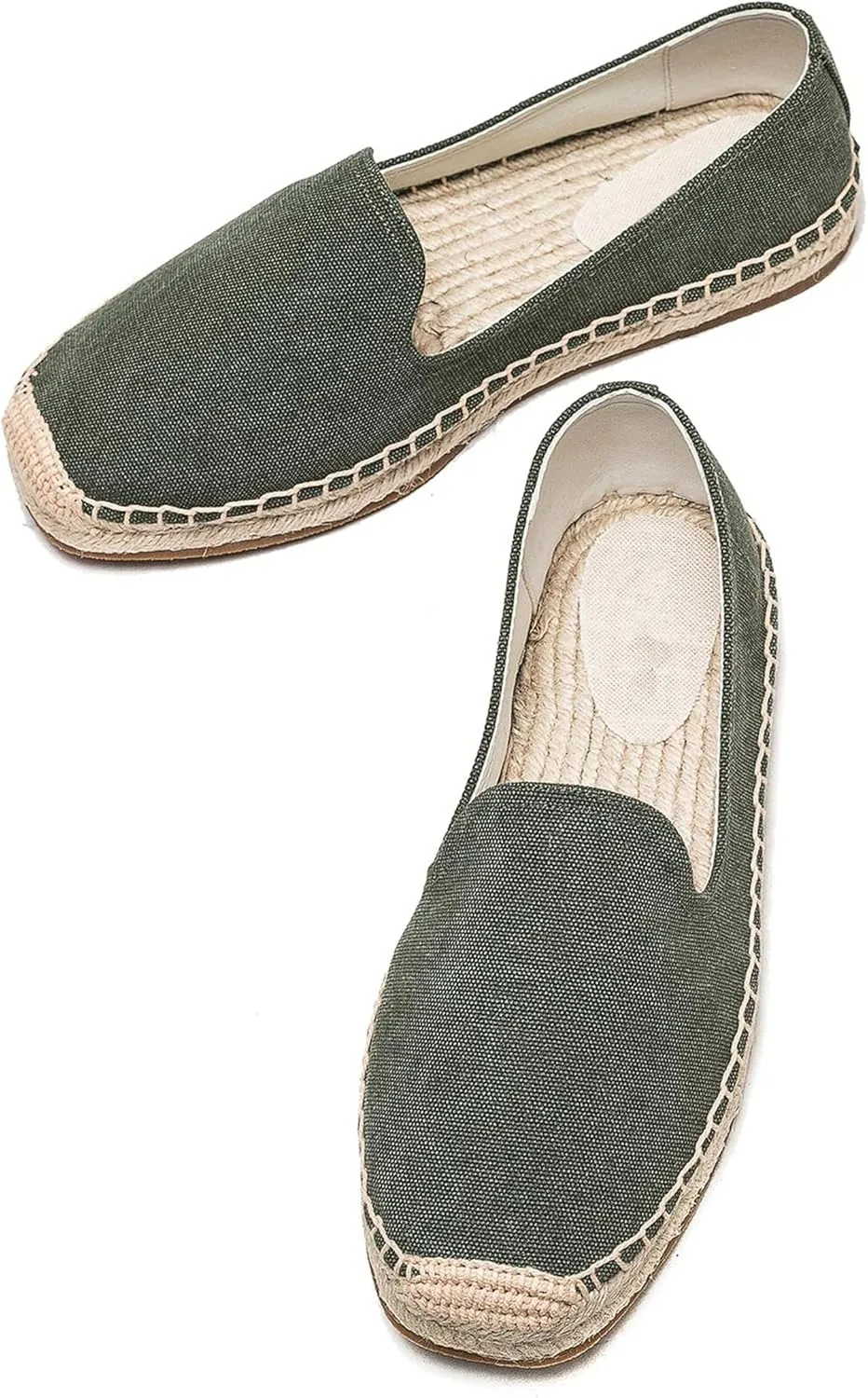 U-lite Men's Classic Suede Canvas Round Cap Toe Espadrilles Loafers Pure Color Slip On Comfortable Flats Shoes