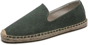 U-lite Men's Classic Suede Canvas Round Cap Toe Espadrilles Loafers Pure Color Slip On Comfortable Flats Shoes