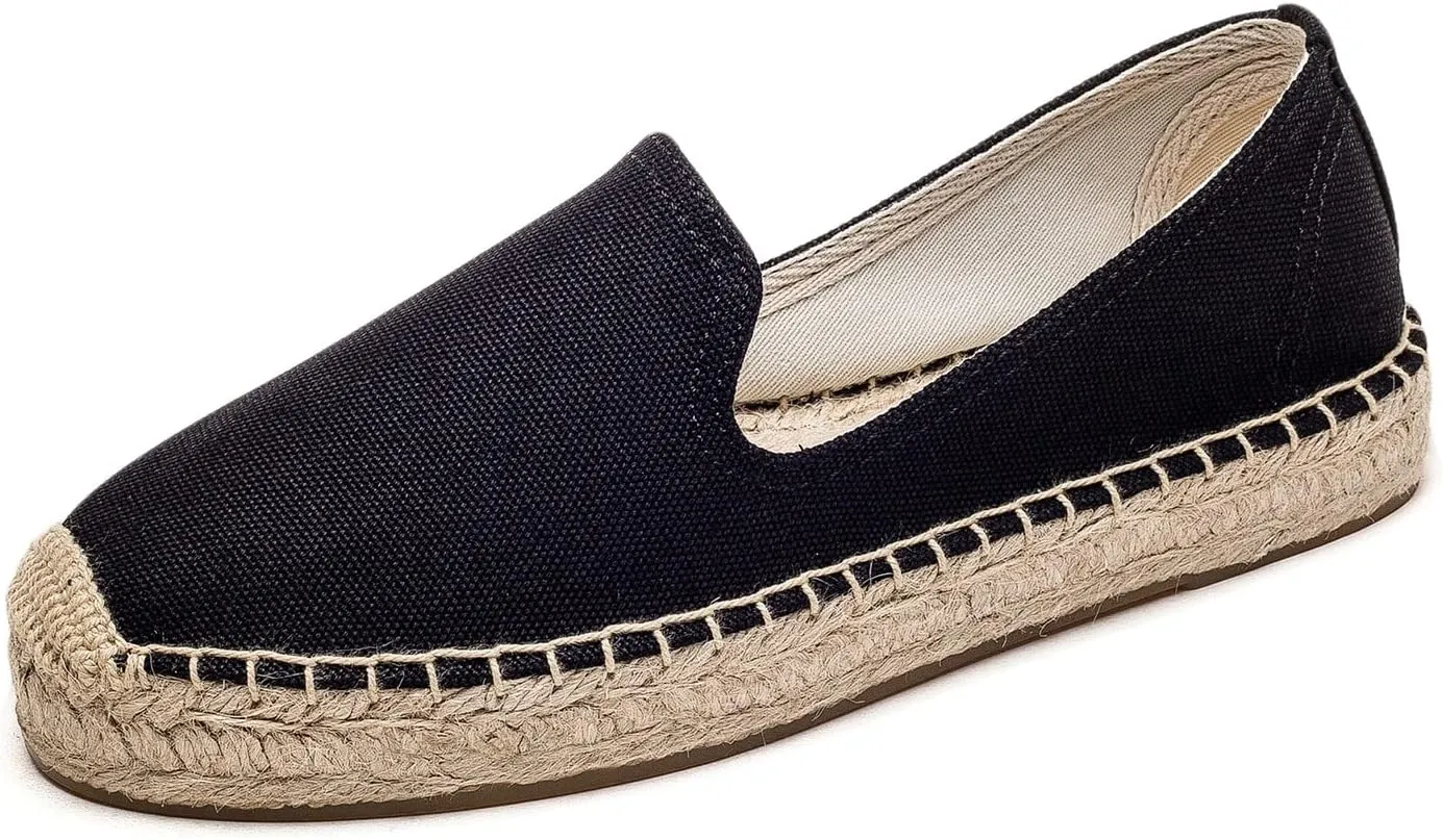 U-lite Women's Classic Slip on Flat Shoes Casual Cap-Toe Platform Simple Espadrille Canvas Loafers