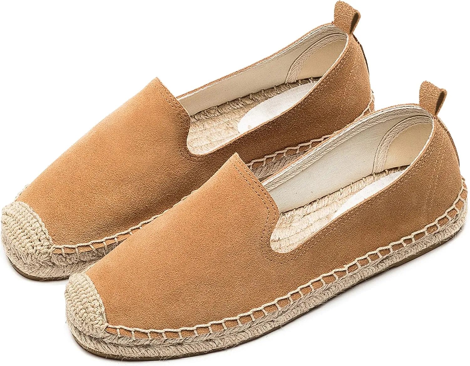 U-lite Women's Round-Toe Classic Flat Cap-Toe Slip ons Simple Espadrilles Leather Loafers