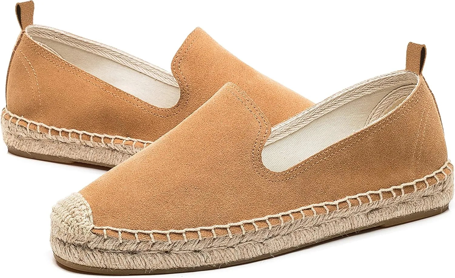 U-lite Women's Round-Toe Classic Flat Cap-Toe Slip ons Simple Espadrilles Leather Loafers