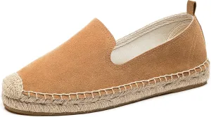 U-lite Women's Round-Toe Classic Flat Cap-Toe Slip ons Simple Espadrilles Leather Loafers