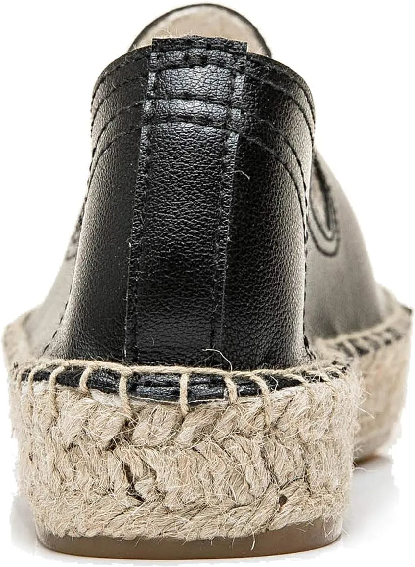 U-lite Women's Round-Toe Classic Flat Cap-Toe Slip ons Simple Espadrilles Leather Loafers