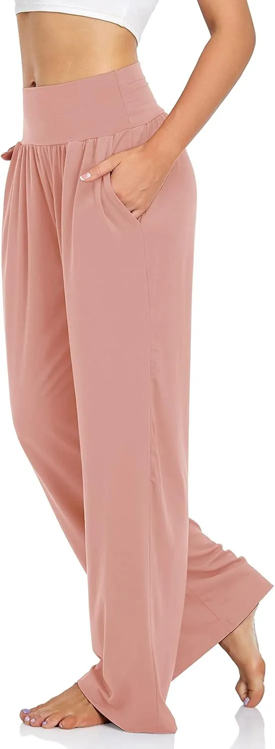 UEU Women's Casual Loose Wide Leg Cozy Pants Yoga Sweatpants Comfy High Waisted Sports Athletic Lounge Pants with Pockets