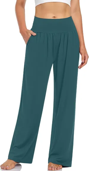 UEU Women's Casual Loose Wide Leg Cozy Pants Yoga Sweatpants Comfy High Waisted Sports Athletic Lounge Pants with Pockets