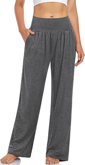 UEU Women's Casual Loose Wide Leg Cozy Pants Yoga Sweatpants Comfy High Waisted Sports Athletic Lounge Pants with Pockets