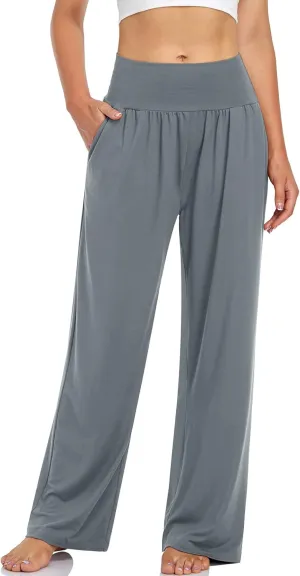 UEU Women's Casual Loose Wide Leg Cozy Pants Yoga Sweatpants Comfy High Waisted Sports Athletic Lounge Pants with Pockets