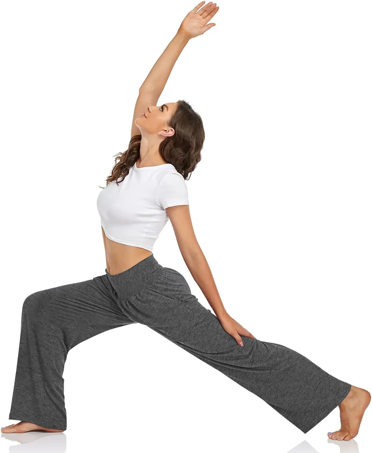 UEU Women's Casual Loose Wide Leg Cozy Pants Yoga Sweatpants Comfy High Waisted Sports Athletic Lounge Pants with Pockets