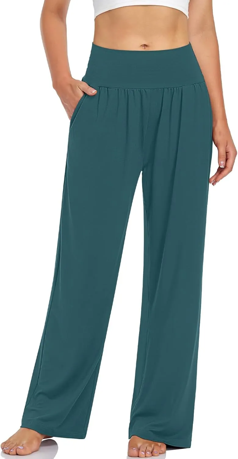 UEU Women's Casual Loose Wide Leg Cozy Pants Yoga Sweatpants Comfy High Waisted Sports Athletic Lounge Pants with Pockets