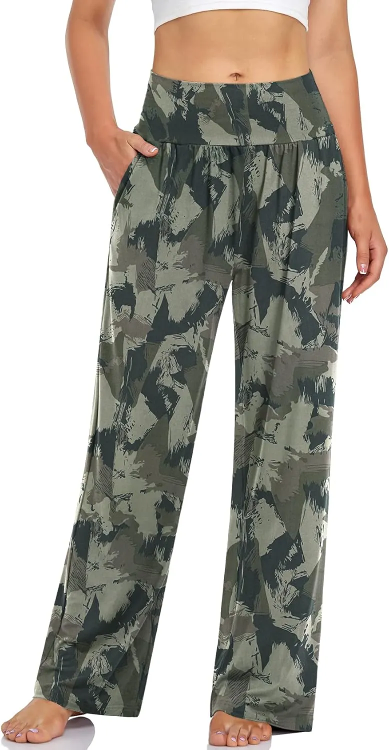 UEU Women's Casual Loose Wide Leg Cozy Pants Yoga Sweatpants Comfy High Waisted Sports Athletic Lounge Pants with Pockets