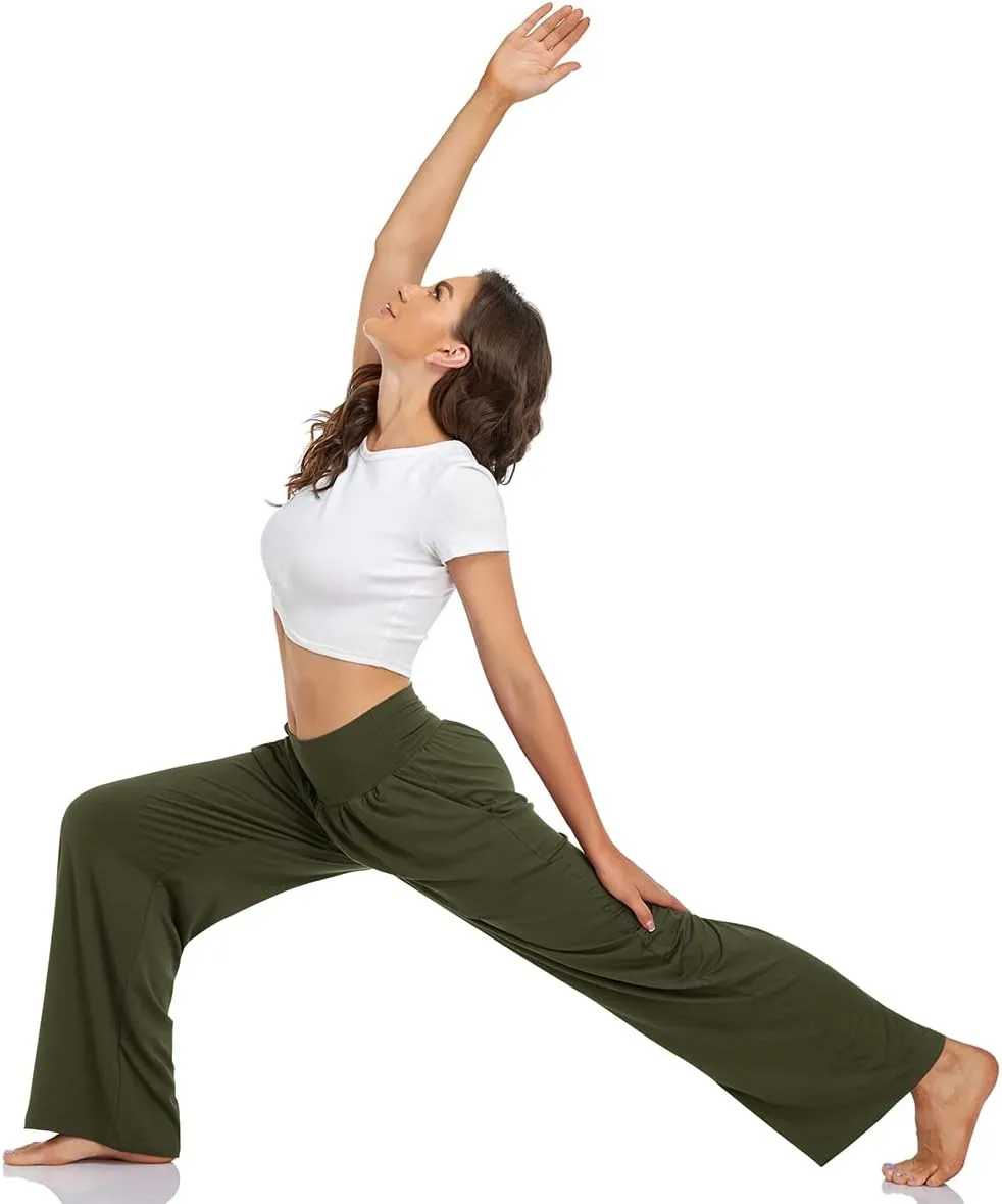 UEU Women's Casual Loose Wide Leg Cozy Pants Yoga Sweatpants Comfy High Waisted Sports Athletic Lounge Pants with Pockets