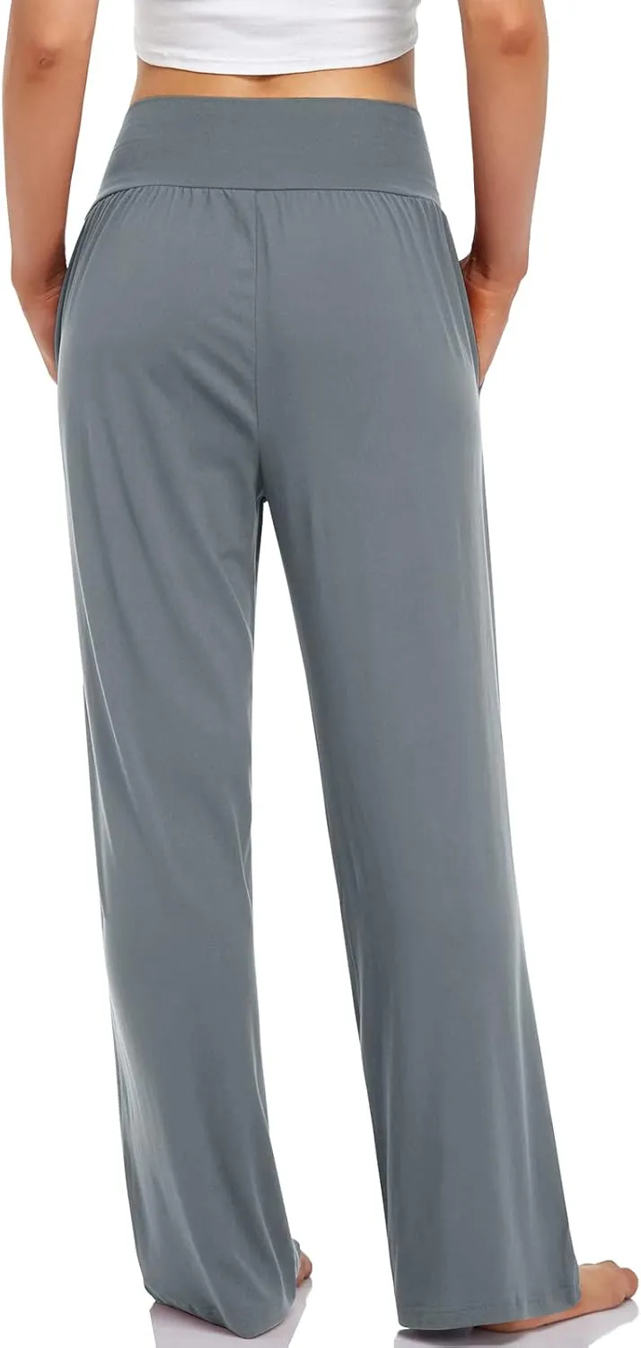 UEU Women's Casual Loose Wide Leg Cozy Pants Yoga Sweatpants Comfy High Waisted Sports Athletic Lounge Pants with Pockets