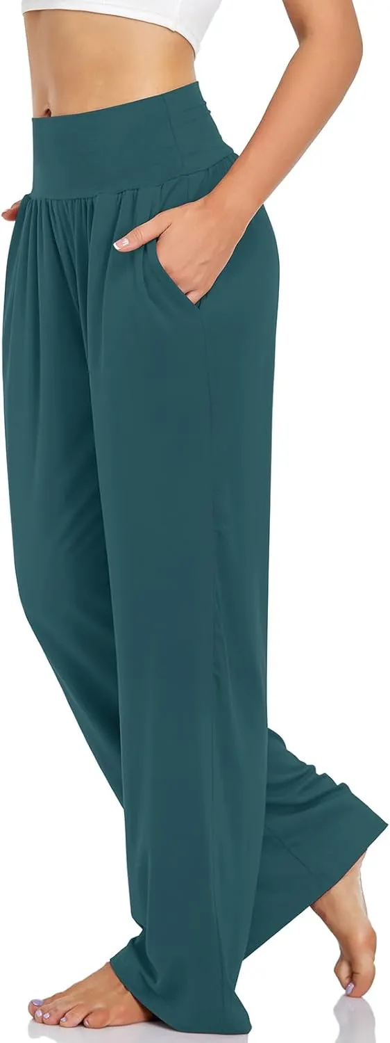 UEU Women's Casual Loose Wide Leg Cozy Pants Yoga Sweatpants Comfy High Waisted Sports Athletic Lounge Pants with Pockets