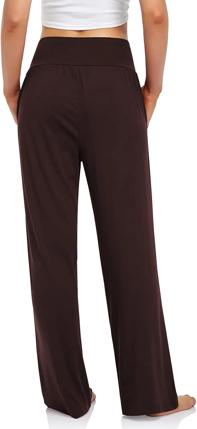UEU Women's Casual Loose Wide Leg Cozy Pants Yoga Sweatpants Comfy High Waisted Sports Athletic Lounge Pants with Pockets