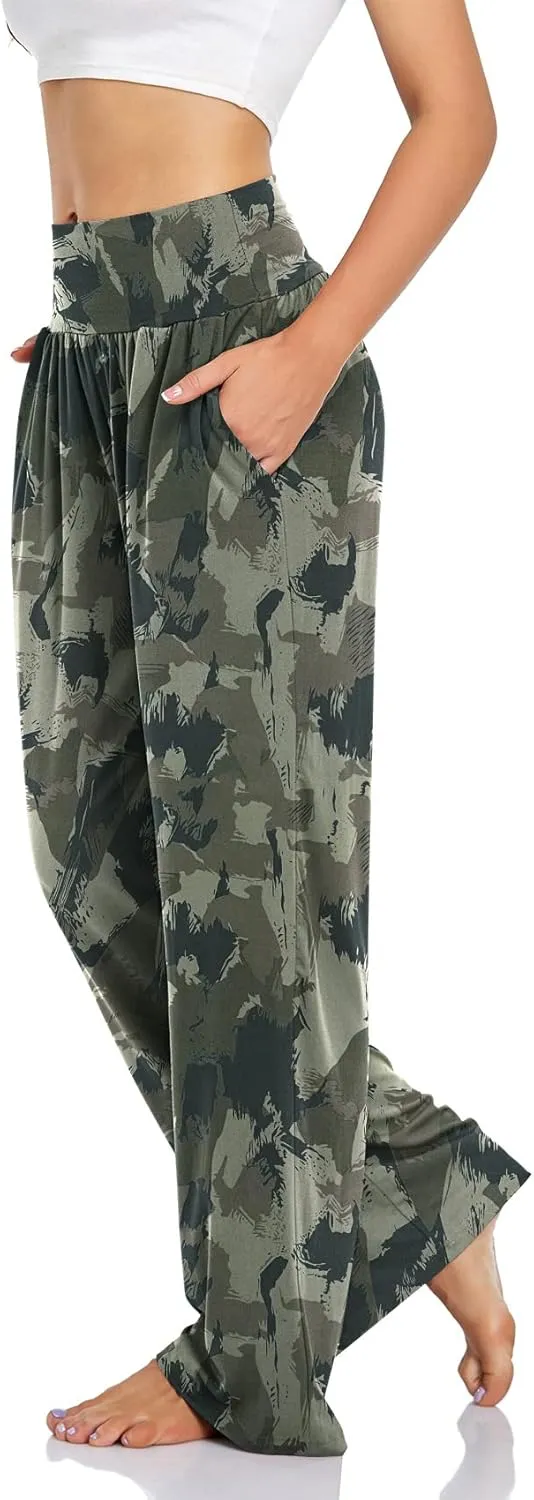 UEU Women's Casual Loose Wide Leg Cozy Pants Yoga Sweatpants Comfy High Waisted Sports Athletic Lounge Pants with Pockets