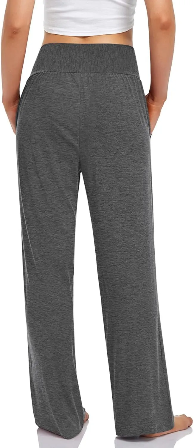 UEU Women's Casual Loose Wide Leg Cozy Pants Yoga Sweatpants Comfy High Waisted Sports Athletic Lounge Pants with Pockets