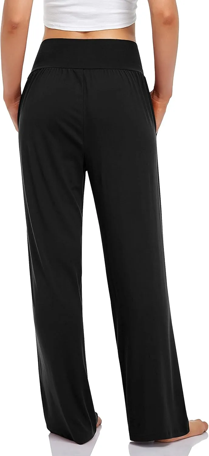 UEU Women's Casual Loose Wide Leg Cozy Pants Yoga Sweatpants Comfy High Waisted Sports Athletic Lounge Pants with Pockets