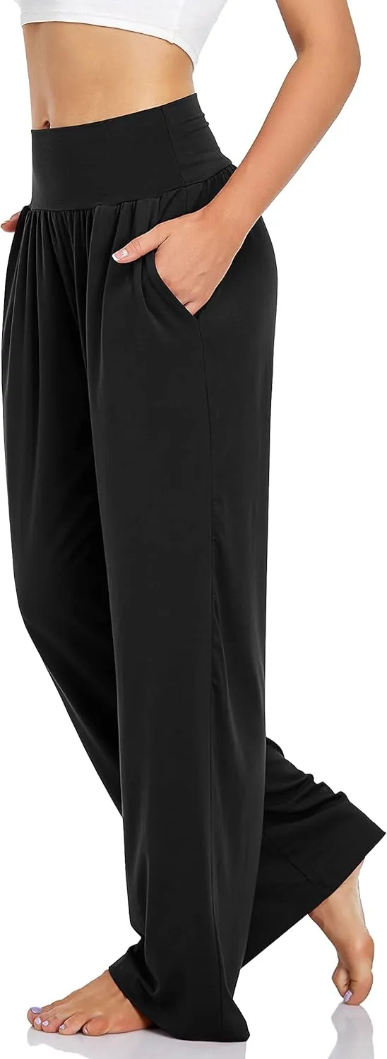 UEU Women's Casual Loose Wide Leg Cozy Pants Yoga Sweatpants Comfy High Waisted Sports Athletic Lounge Pants with Pockets