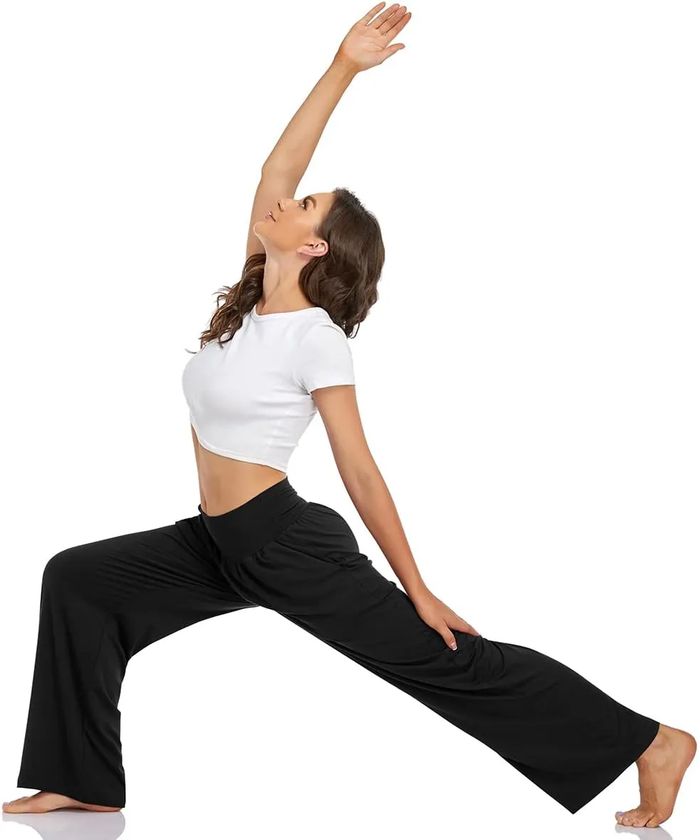 UEU Women's Casual Loose Wide Leg Cozy Pants Yoga Sweatpants Comfy High Waisted Sports Athletic Lounge Pants with Pockets
