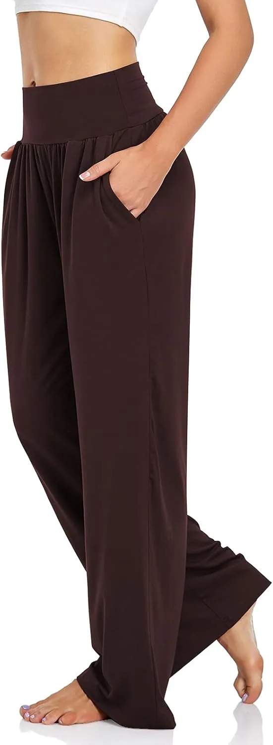 UEU Women's Casual Loose Wide Leg Cozy Pants Yoga Sweatpants Comfy High Waisted Sports Athletic Lounge Pants with Pockets