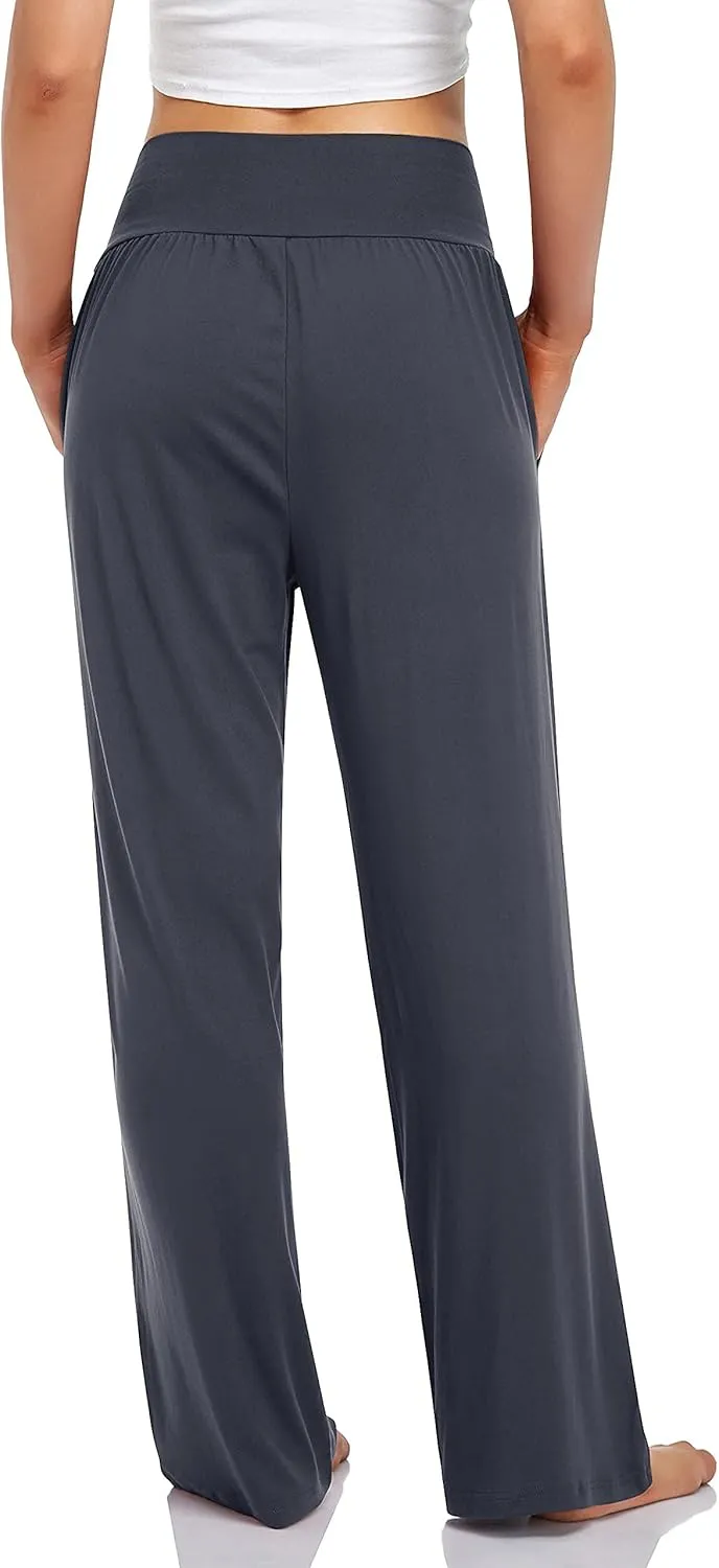 UEU Women's Casual Loose Wide Leg Cozy Pants Yoga Sweatpants Comfy High Waisted Sports Athletic Lounge Pants with Pockets
