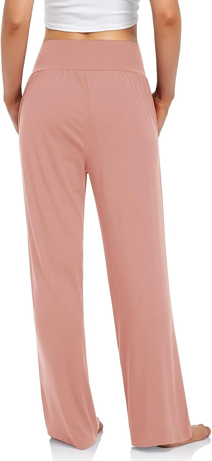 UEU Women's Casual Loose Wide Leg Cozy Pants Yoga Sweatpants Comfy High Waisted Sports Athletic Lounge Pants with Pockets