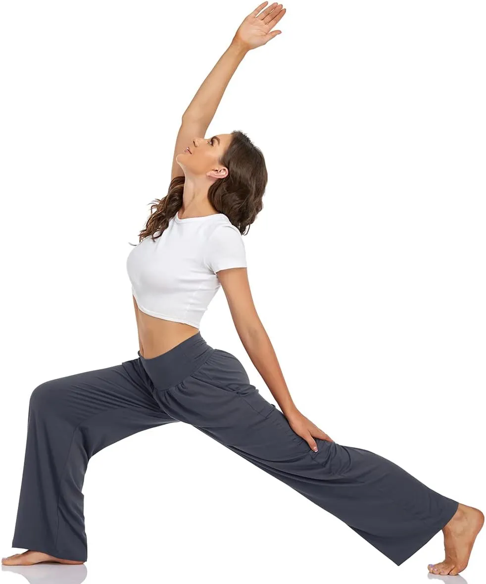 UEU Women's Casual Loose Wide Leg Cozy Pants Yoga Sweatpants Comfy High Waisted Sports Athletic Lounge Pants with Pockets