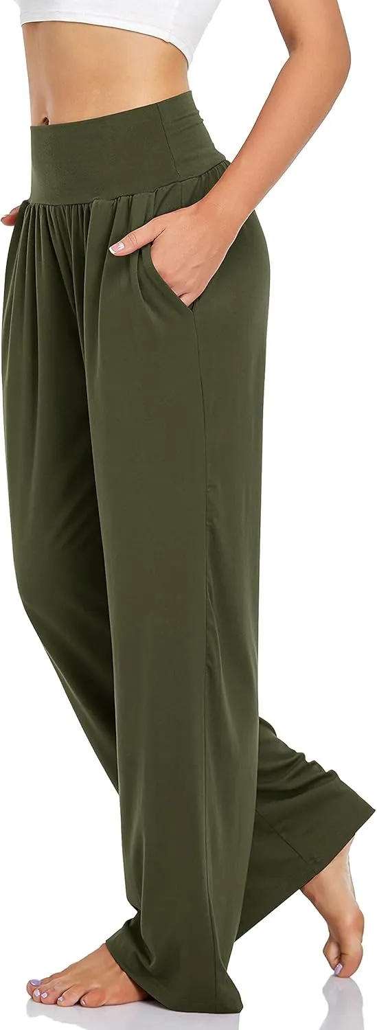 UEU Women's Casual Loose Wide Leg Cozy Pants Yoga Sweatpants Comfy High Waisted Sports Athletic Lounge Pants with Pockets