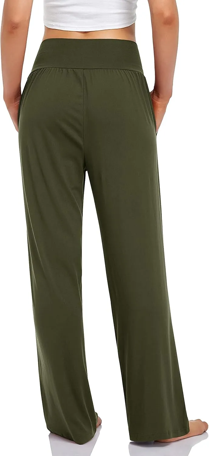 UEU Women's Casual Loose Wide Leg Cozy Pants Yoga Sweatpants Comfy High Waisted Sports Athletic Lounge Pants with Pockets