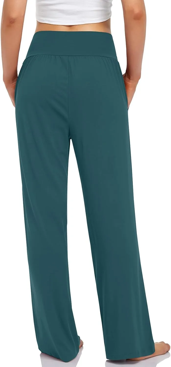 UEU Women's Casual Loose Wide Leg Cozy Pants Yoga Sweatpants Comfy High Waisted Sports Athletic Lounge Pants with Pockets