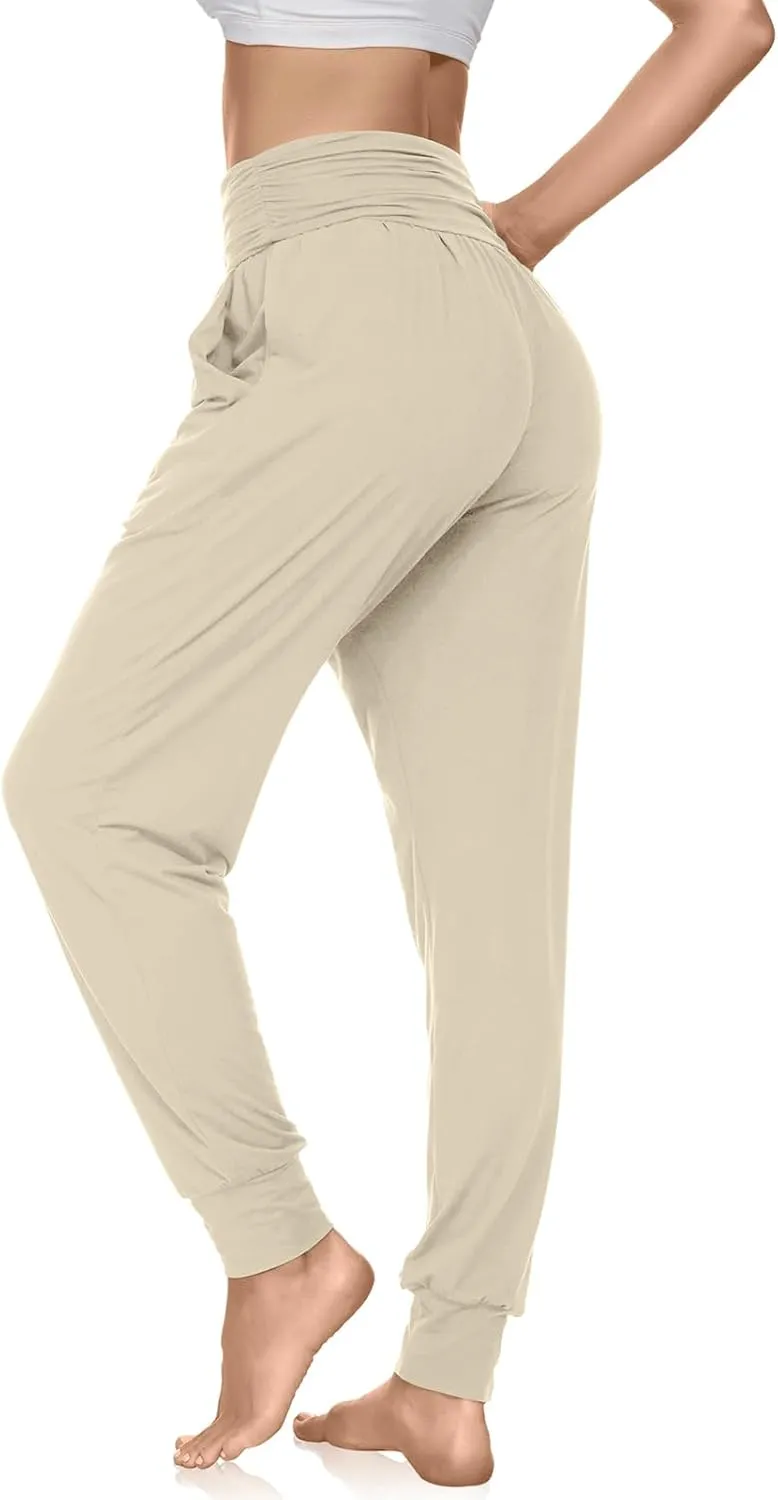 UEU Women's Cozy Yoga Joggers Pants Loose Workout Sweatpants Comfy Lounge Pants with Pockets