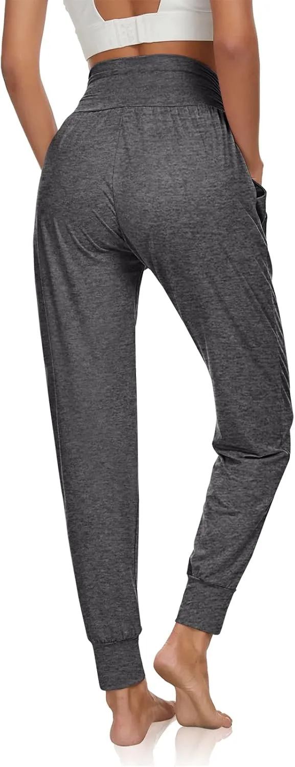 UEU Women's Cozy Yoga Joggers Pants Loose Workout Sweatpants Comfy Lounge Pants with Pockets