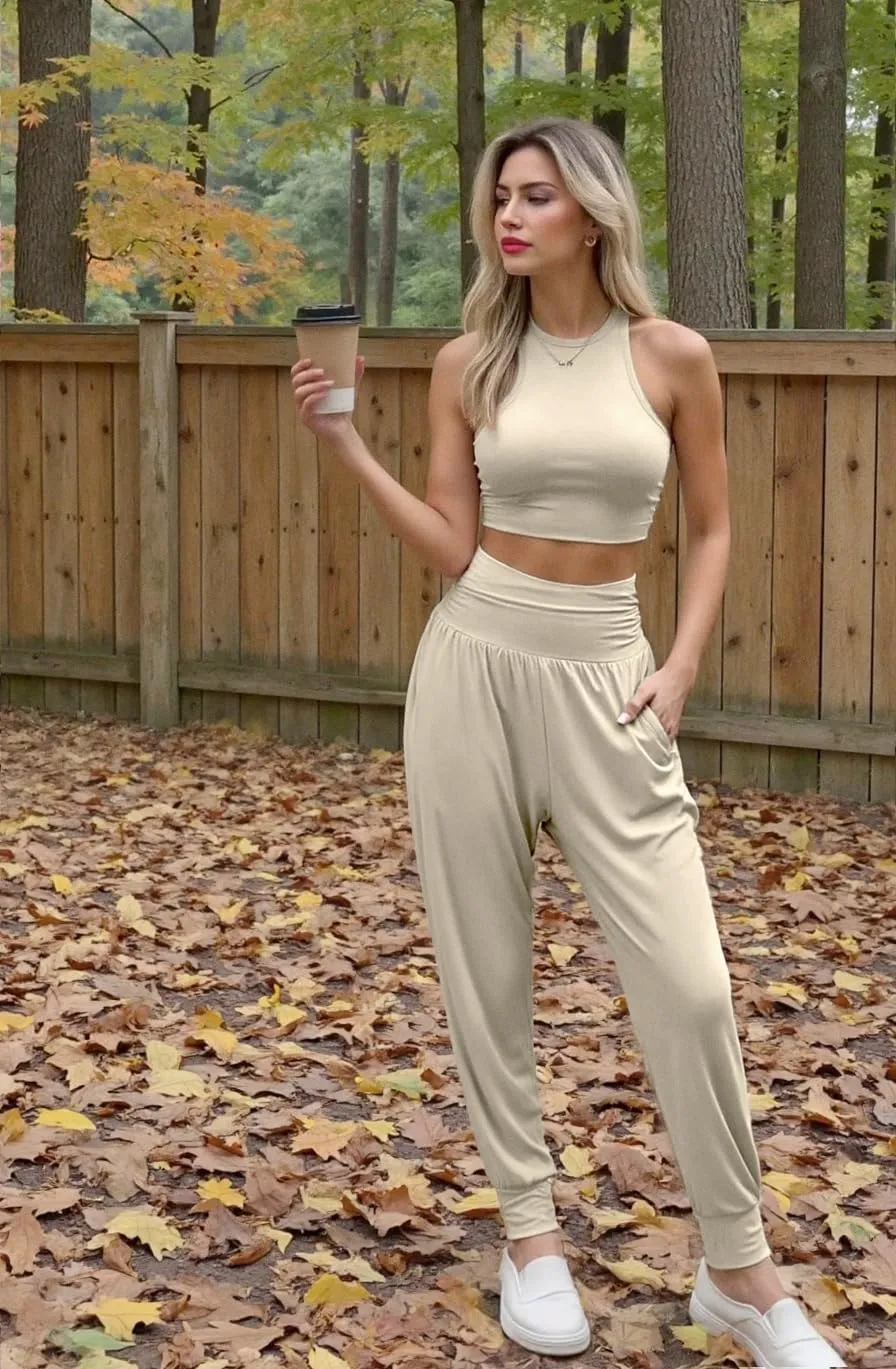 UEU Women's Cozy Yoga Joggers Pants Loose Workout Sweatpants Comfy Lounge Pants with Pockets
