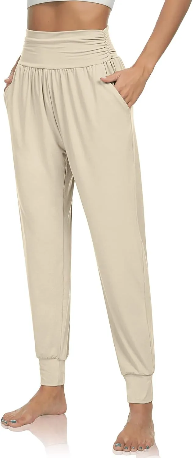 UEU Women's Cozy Yoga Joggers Pants Loose Workout Sweatpants Comfy Lounge Pants with Pockets